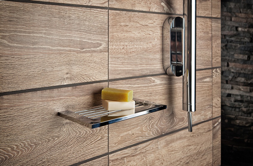 shower shelf minimal in chrome finish