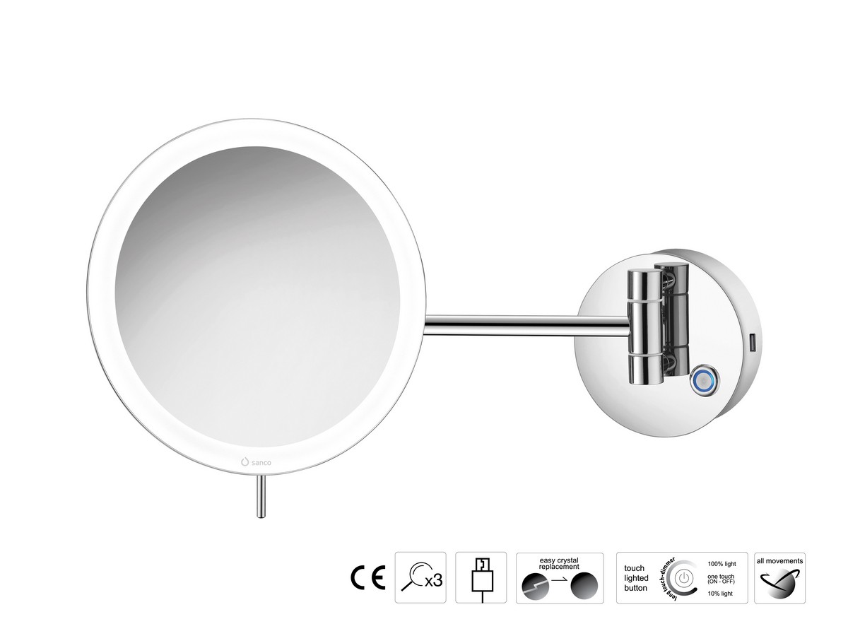LED Καθρέπτης μεγεθυντικός x3 usb charging