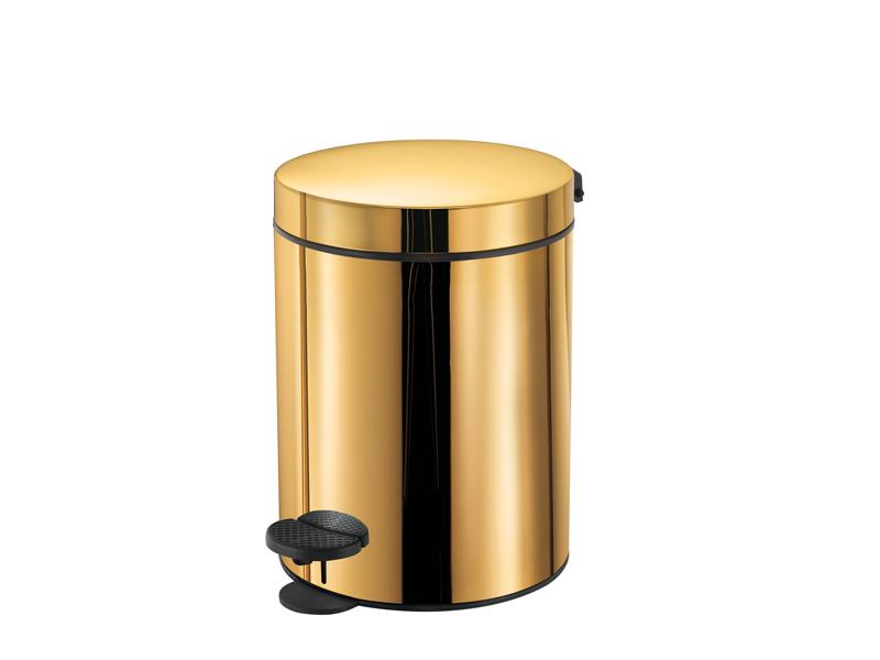 Gold waste bin & toilet brush holder waste